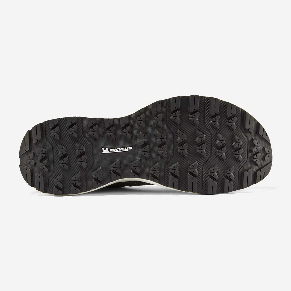 The outsole of the right shoe from a pair of Ronhill Men's Freedom Ultra Running Shoes in the Blue Atoll colourway.