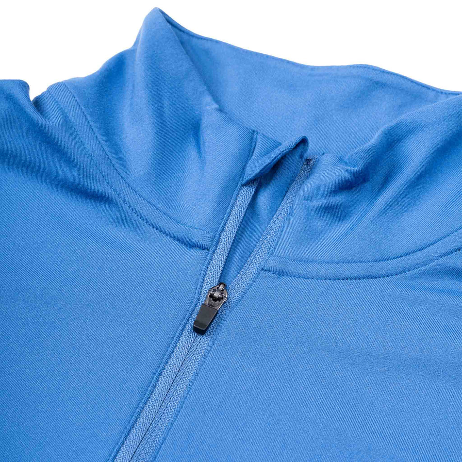 Close-up view of the neckline of the Ronhill Women's Tech Reflect 1/2 Zip in the Lumiere/Reflect colourway.