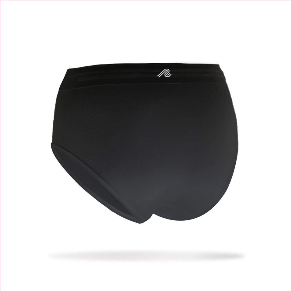 The back of a Runderwear Women's Running Brief in the Black colourway (8742156304546)