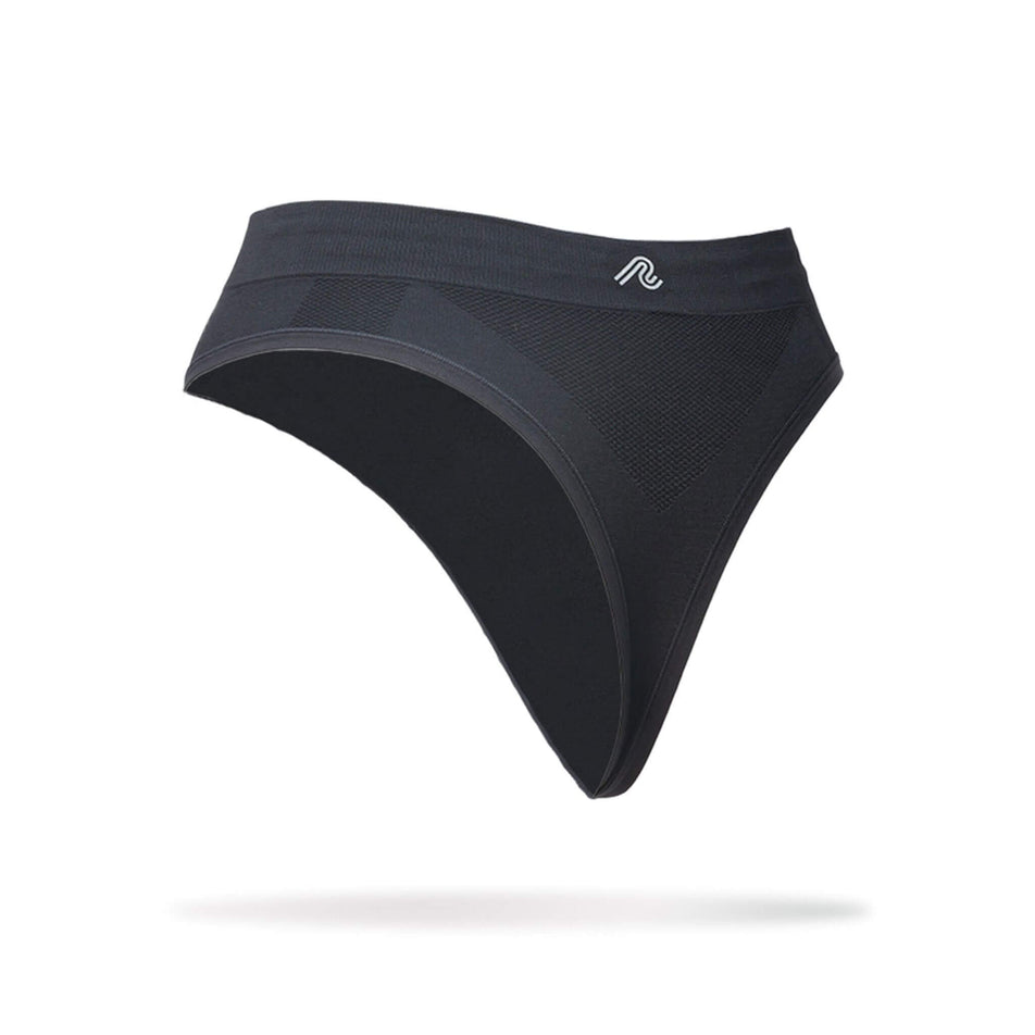 The back of a Runderwear Women's Running Thong in the Black colourway (8742152798370)