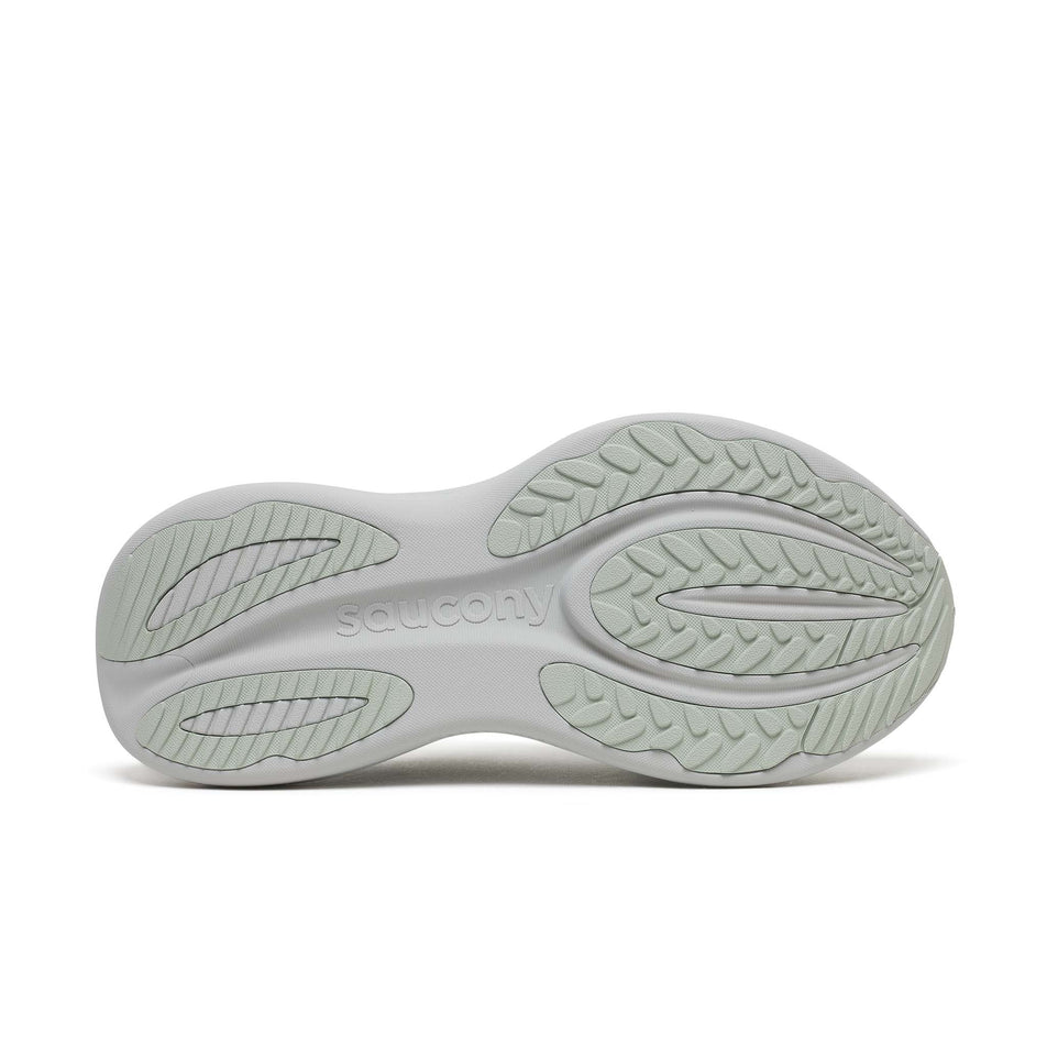 The outsole of the right shoe from a pair of Saucony Women's Triumph 24 Running Shoes in the Cast colourway.