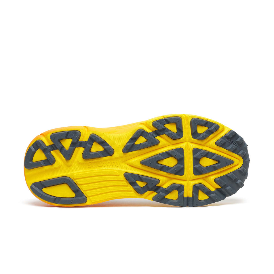 The outsole of the right shoe from a pair of Saucony Men's Guide TR Running Shoes in the Quartz/Cyber colourway.