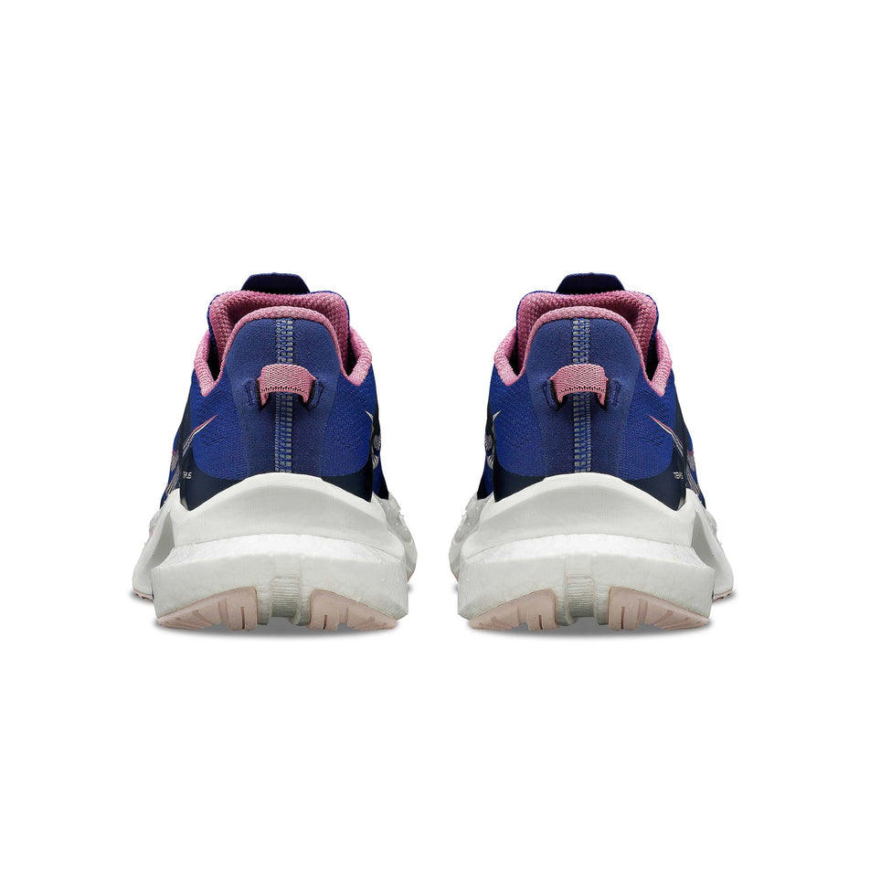 The back of a pair of Saucony Women's Tempus Running Shoes in the Navy/Orchid colourway (8153520930978)