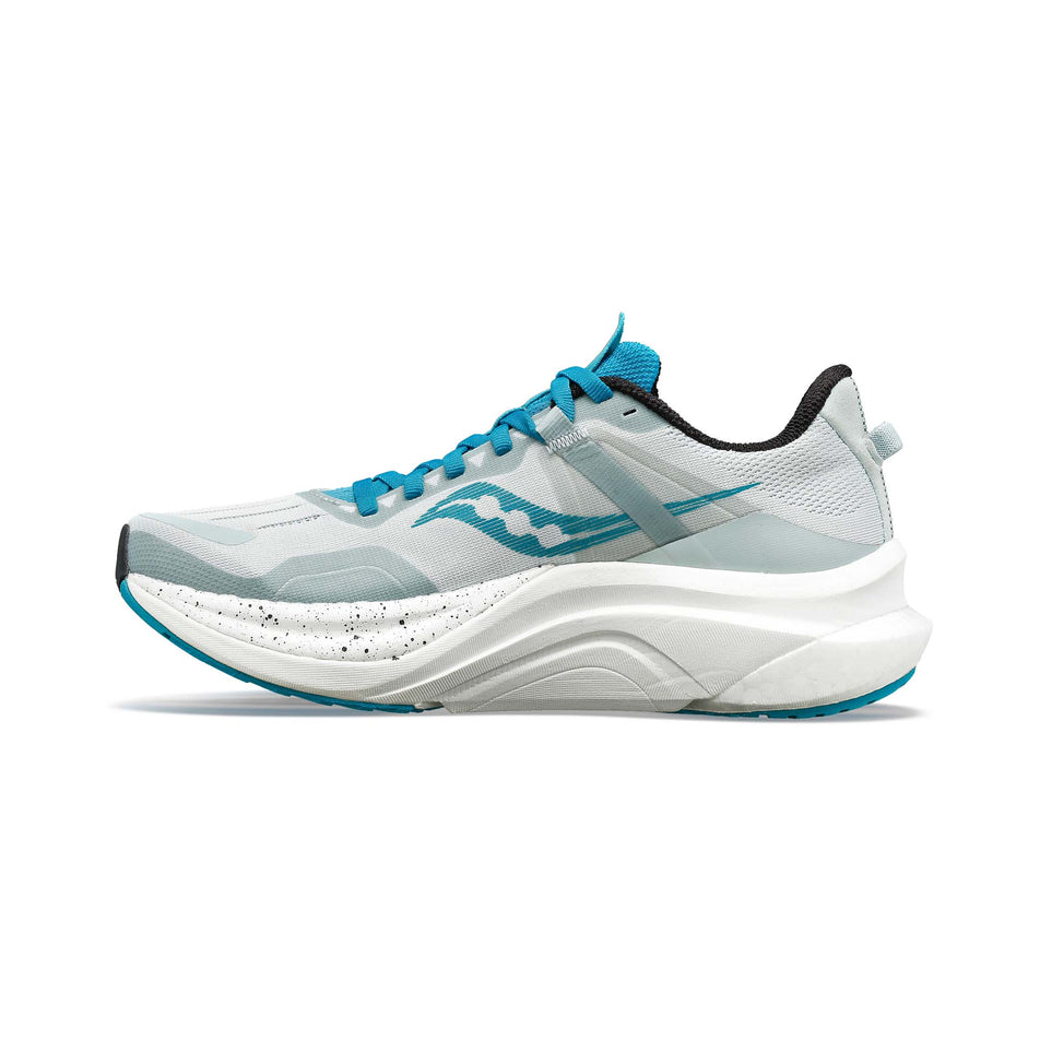 Medial side of the right shoe from a pair of Saucony Women's Tempus Road Running Shoes in the Glacier/Ink colourway (7996817965218)