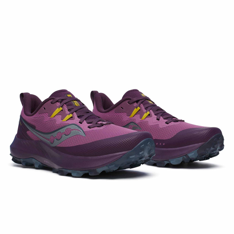 A pair of Saucony Women's Peregrine 14 Running Shoes in the Plum/Eggplant colourway (8401875140770)