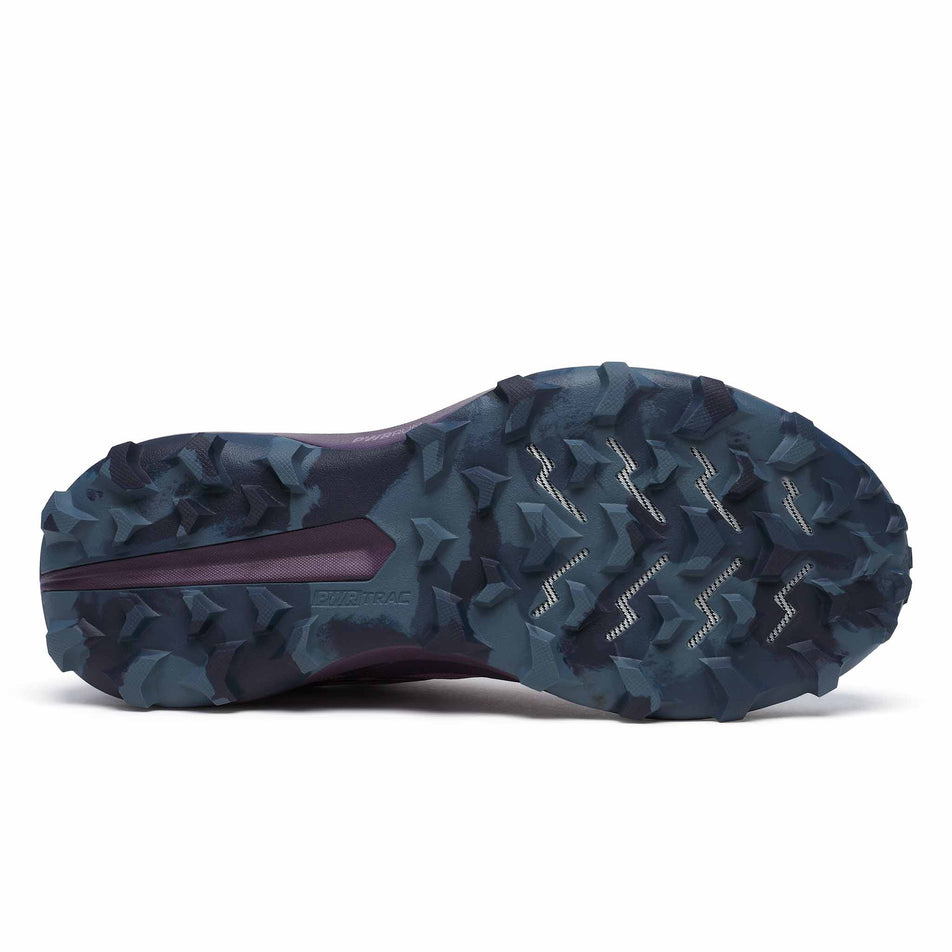 Outsole of the right shoe from a pair of Saucony Women's Peregrine 14 Running Shoes in the Plum/Eggplant colourway (8401875140770)