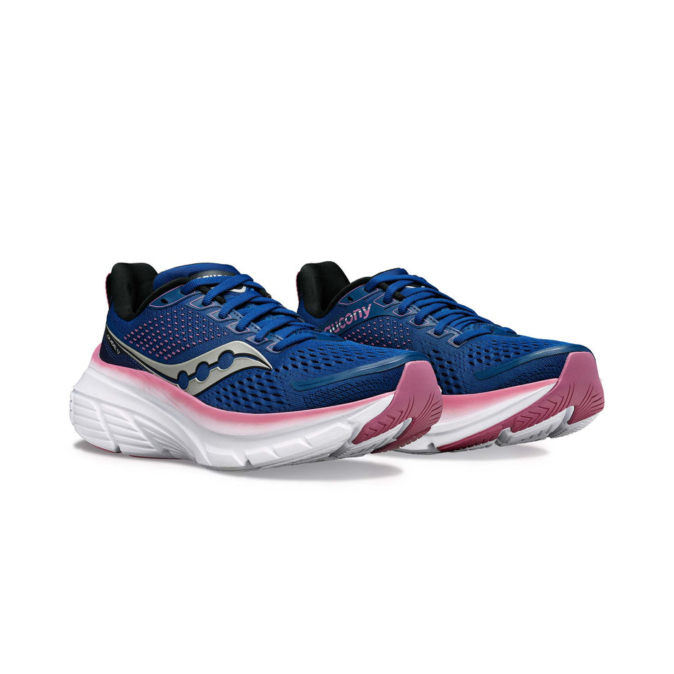 A pair of Saucony Women's Guide 17 Running Shoes in the Navy/Orchid colourway (8144932896930)