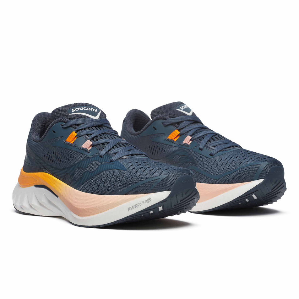 A pair of Saucony Women's Endorphin Speed 4 Running Shoes in the Dusk/Peel colourway (8401861542050)