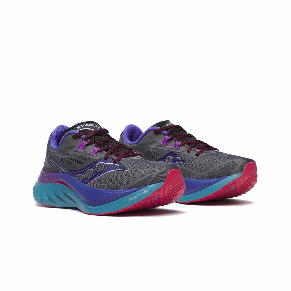 A pair of Saucony Women's Endorphin Speed 4 Running Shoes in the Shadow colourway. (8561716986018)