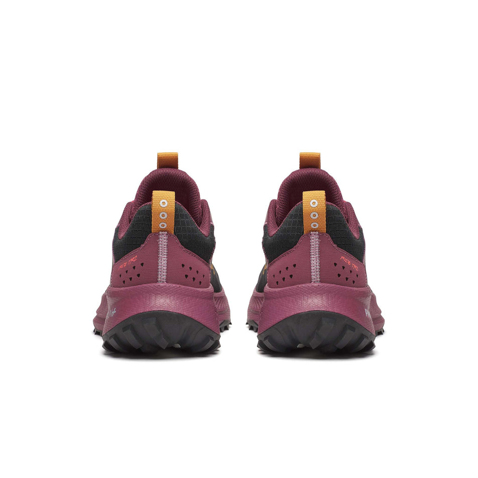 The back of a pair of Saucony Women's Ride TR2 Running Shoes in the Black/Terra colourway. (8655039004834)