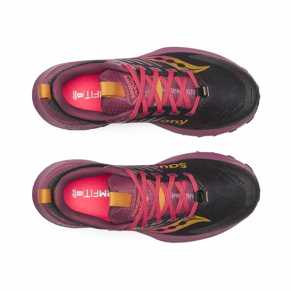 The upper of a pair of Saucony Women's Ride TR2 Running Shoes in the Black/Terra colourway. (8655039004834)