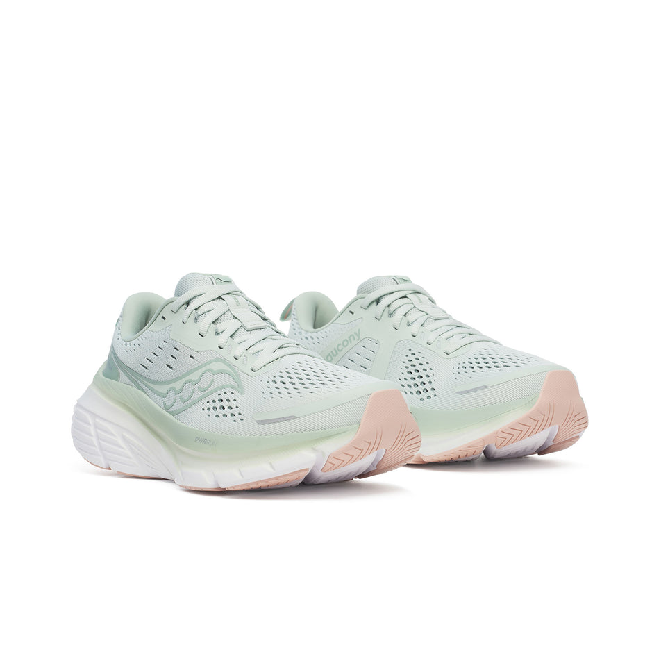 A pair of Saucony Women's Guide 18 Running Shoes in the Mist/Aloe colourway. (8655033335970)