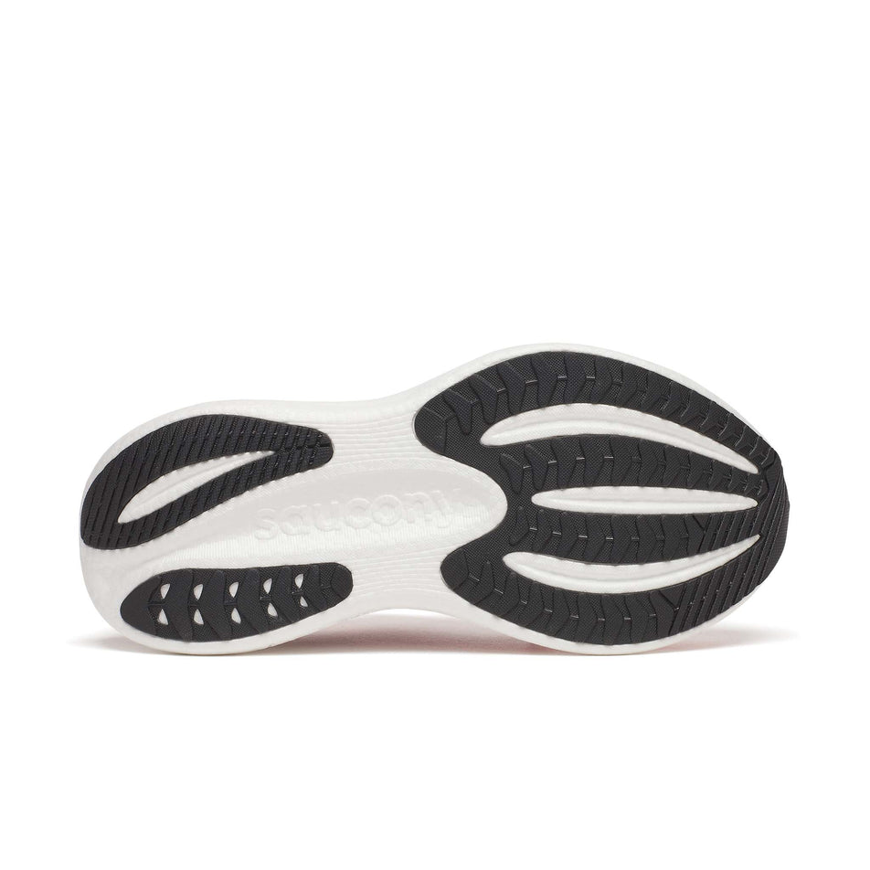 The outsole of the right shoe from a pair of Saucony Women's Triumph 23 Running Shoes in the Mauve/Black colourway.