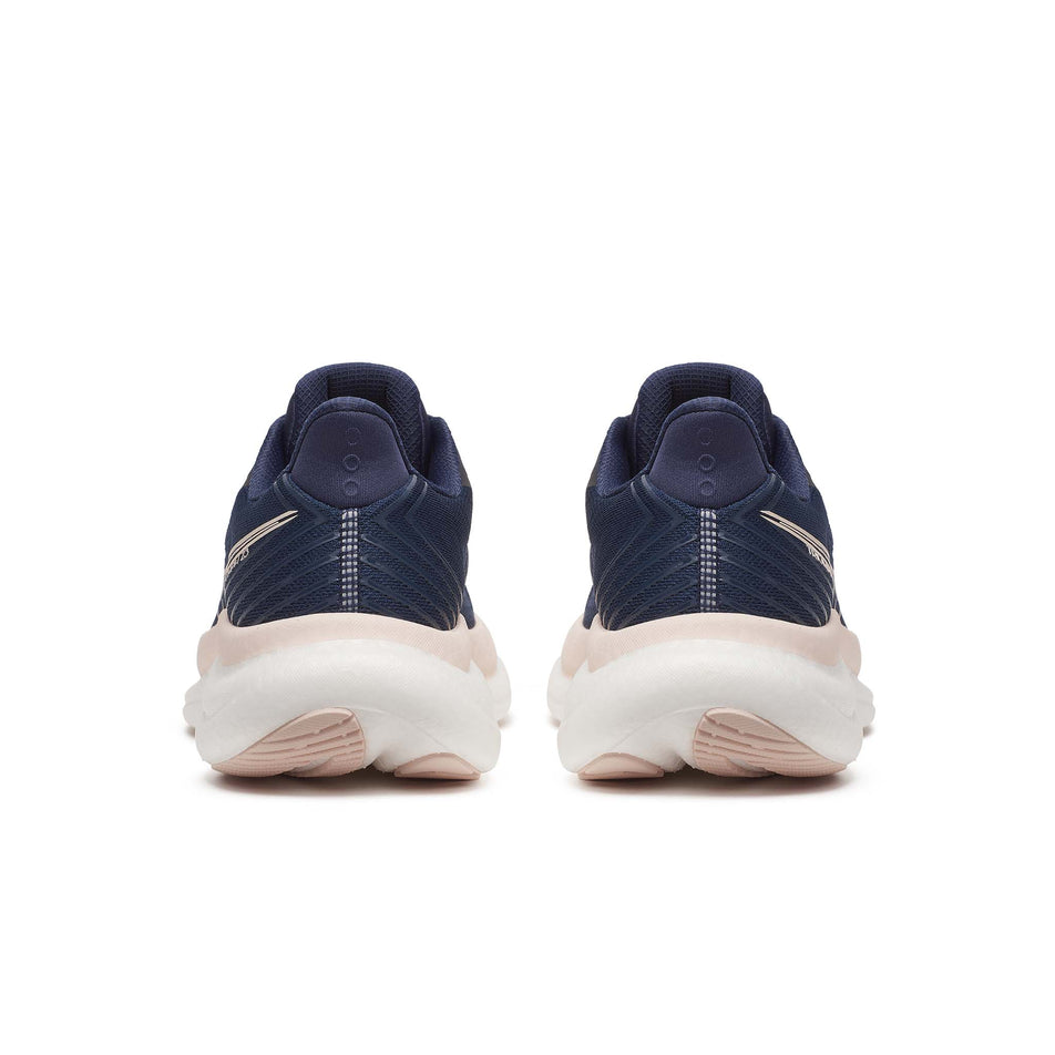The back of a pair of Saucony Women's Triumph 23 Running Shoes in the Navy/Cameo colourway. (8654990180514)