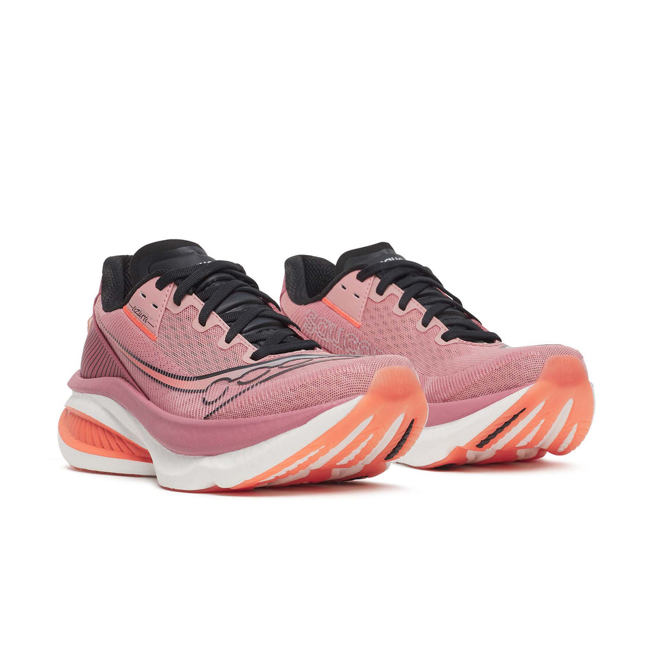 A pair of Saucony Women's Endorphin Azura Running Shoes in the Mauve colourway.