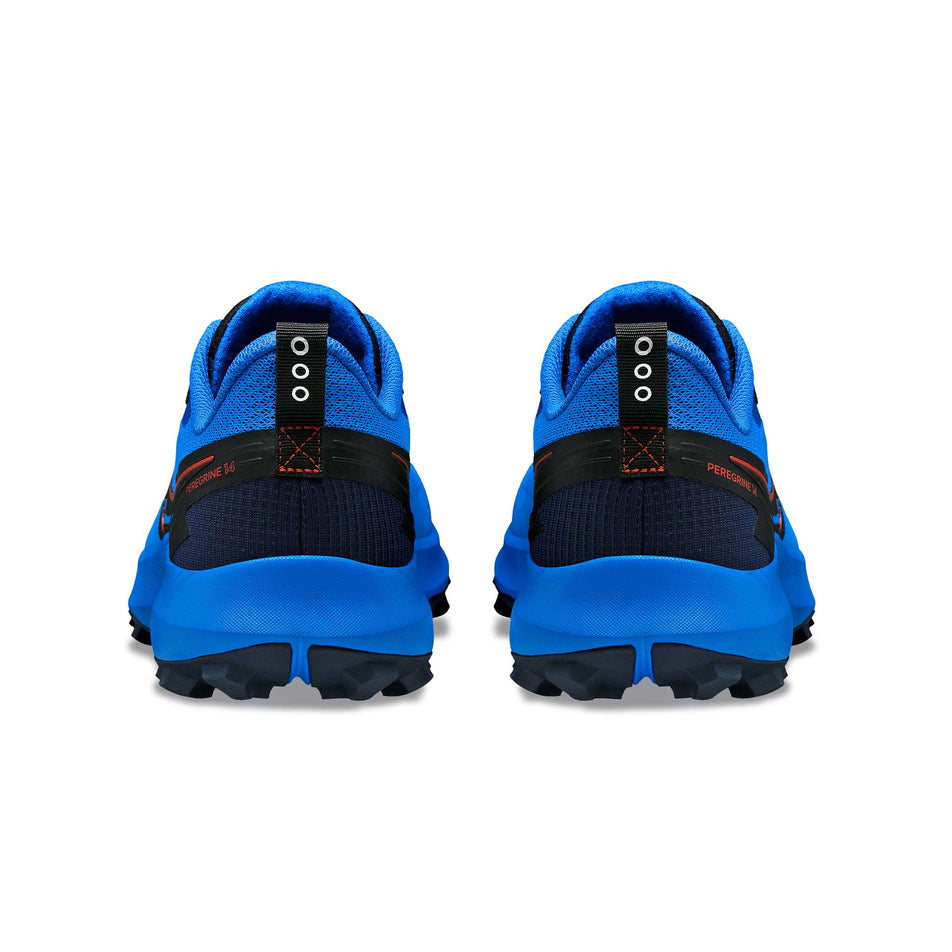 The back of a pair of Saucony Men's Peregrine 14 Running Shoes in the Cobalt/Navy colourway (8164411244706)