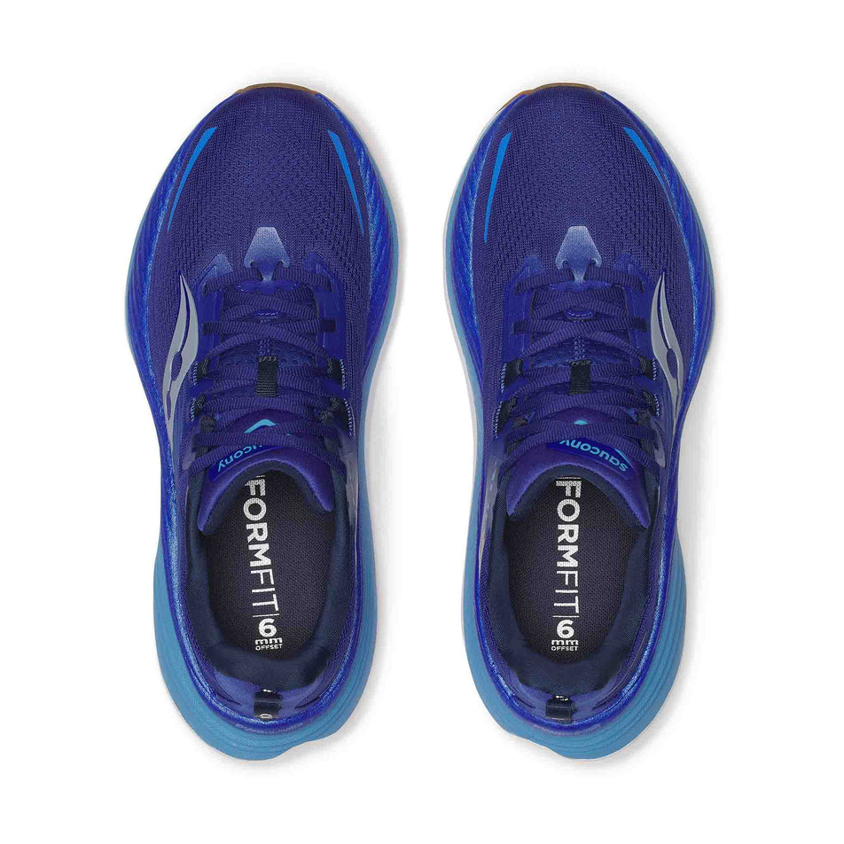 The uppers on a pair of Saucony Men's Hurricane 24 Running Shoes in the Azurite colourway. (8559413624994)