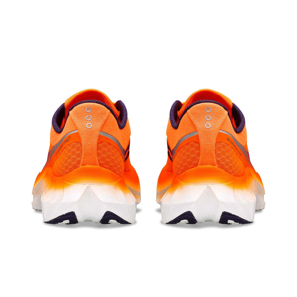 The back of a pair of Saucony Men's Endorphin Pro 4 Running Shoes in the Viziorange colourway (8164391878818)