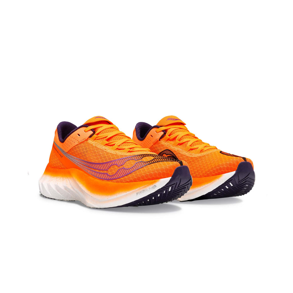 A pair of Saucony Men's Endorphin Pro 4 Running Shoes in the Viziorange colourway (8164391878818)
