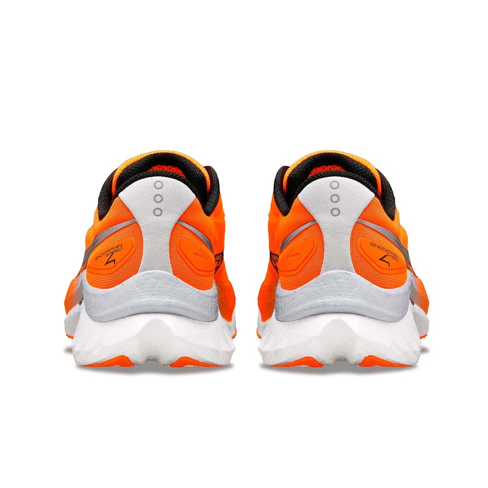 The back of a pair of Saucony Men's Endorphin Speed 4 Running Shoes in the Viziorange colourway (8164398104738)