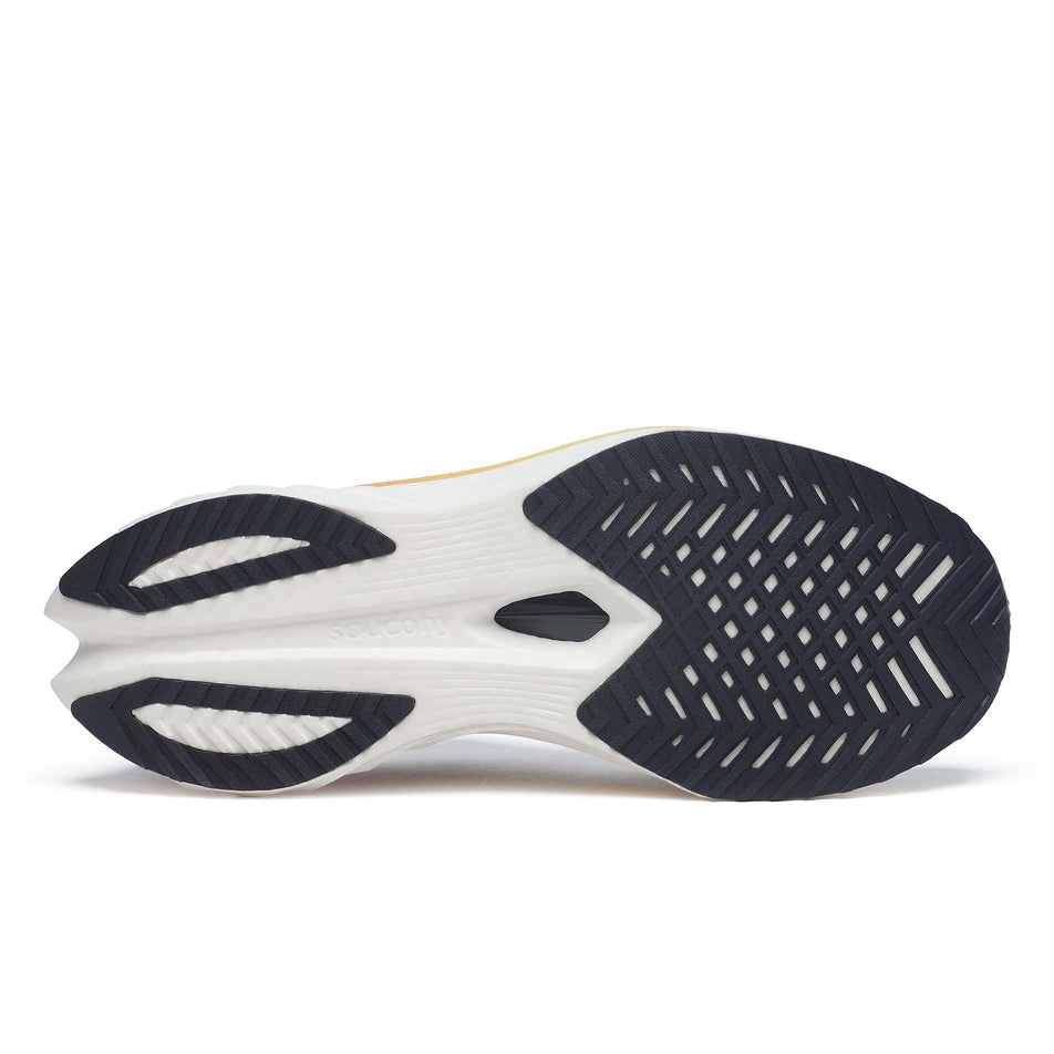 Outsole of the right shoe from a pair of Saucony Men's Endorphin Speed 4 Running Shoes in the Navy/Spice colourway (8401762189474)