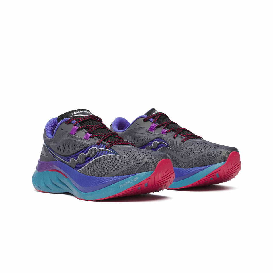 A pair of Saucony Men's Endorphin Speed 4 Running Shoes in the Shadow colourway. (8561708597410)