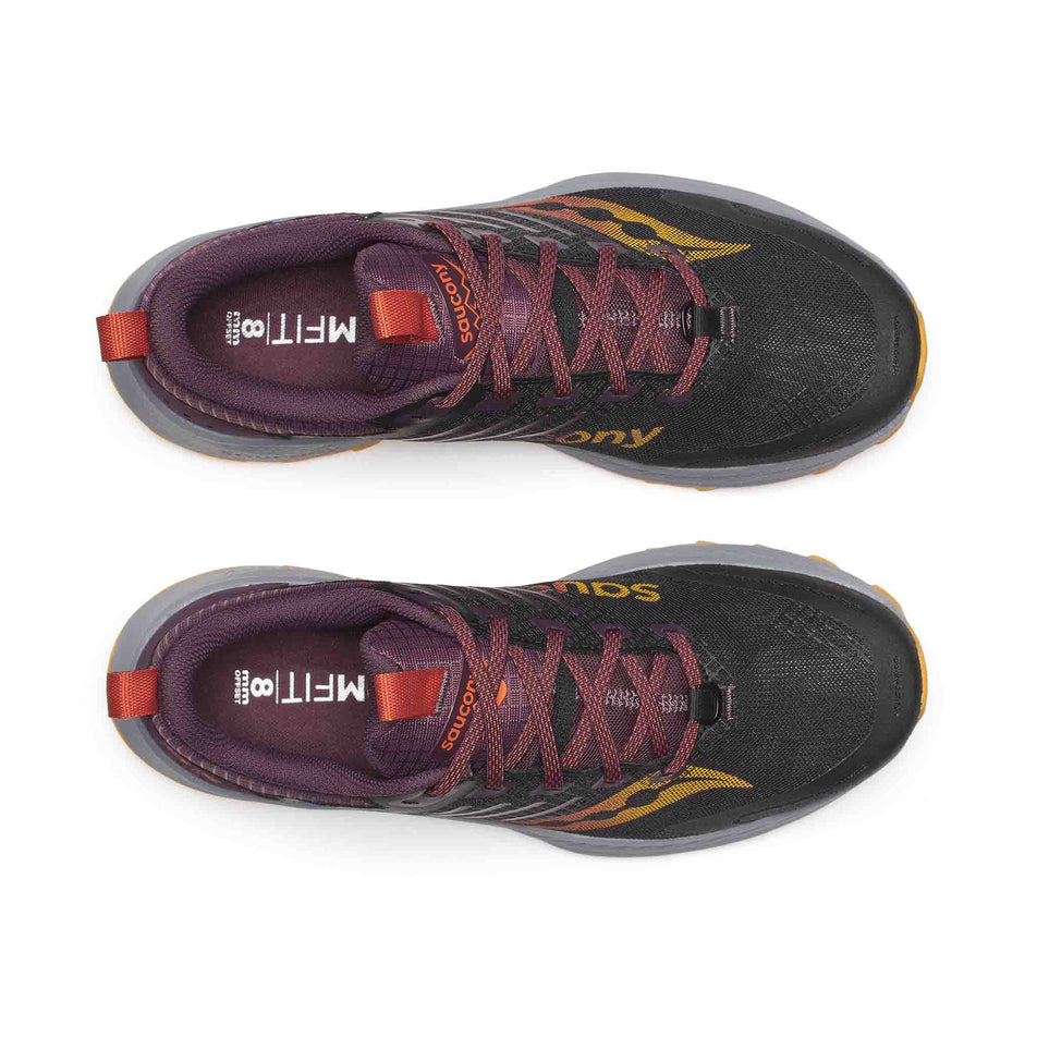 The uppers of a pair of Saucony Men's Ride TR2 Running Shoes in the Black/Autumn colourway. (8654958919842)