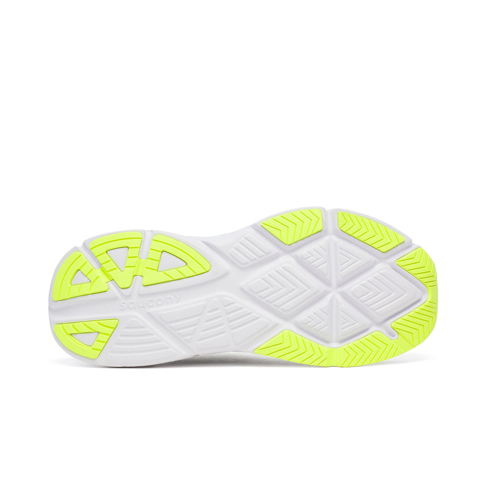 The outsole of the right shoe from a pair of Saucony Men's Guide 18 Running Shoes in the Black/Lapis colourway. (8654949941410)