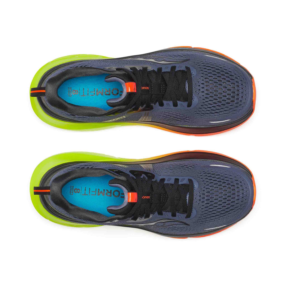 The upper of a pair of Saucony Men's Guide 18 Running Shoes in the Shadow/Vizi colourway. (8654953906338)