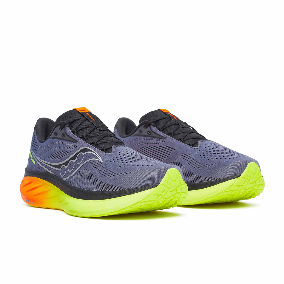 A pair of Saucony Men's Ride 18 Running Shoes in the Shadow/Vizi colourway. (8654251720866)