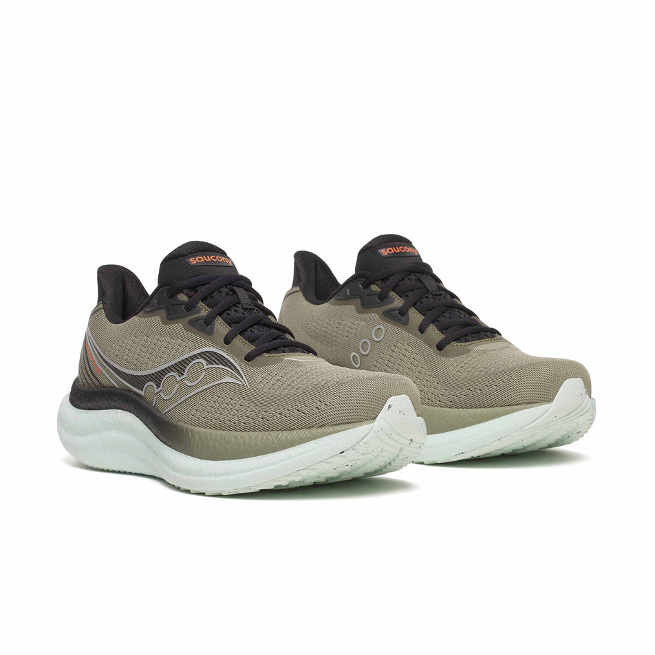 A pair of Saucony Men's Triumph 23 Running Shoes in the Laurel/Black colourway.