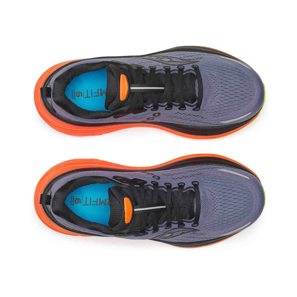 The uppers of a pair of Saucony Men's Hurricane 25 Running Shoes in the Shadow/Vizi colourway. (8654937882786)