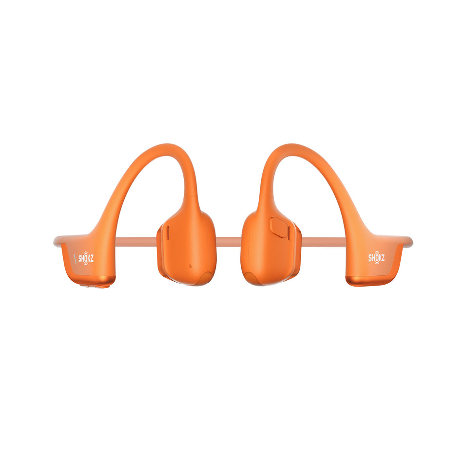 A pair of Shokz Unisex OpenRun Pro 2 Wireless Bone Conduction Headphones in the Orange colourway. (8541428088994)