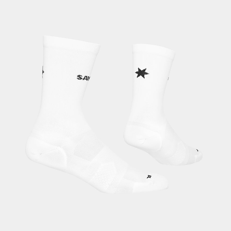 A pair of SAYSKY Unisex Combat High Socks in the White/Black colourway.