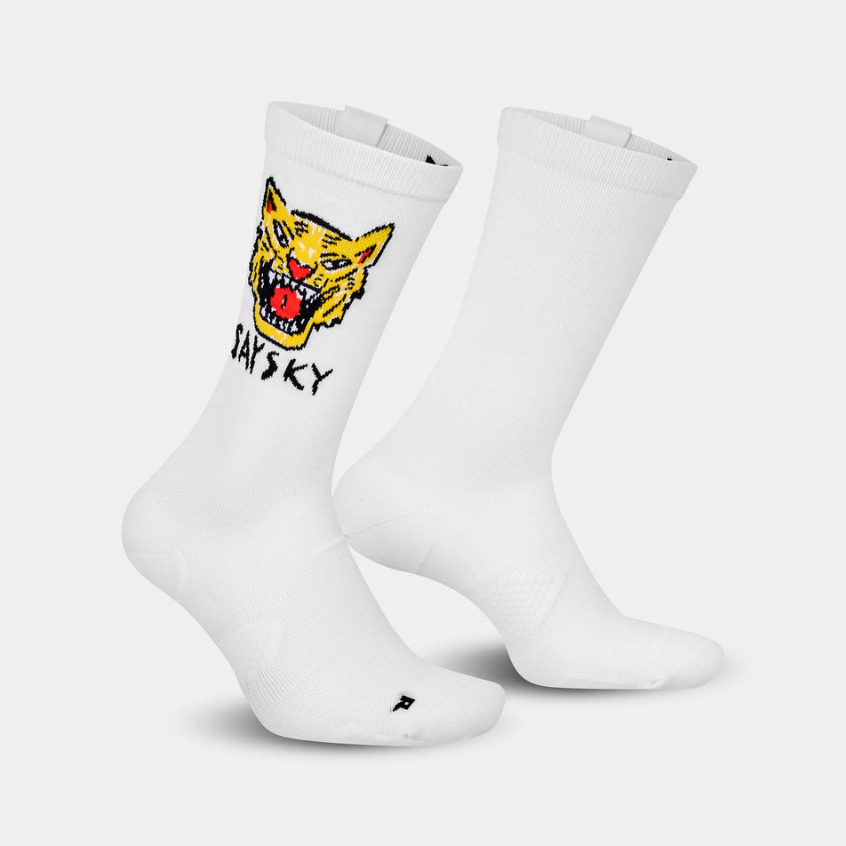 A pair of SAYSKY Unisex Combat High Socks in the White colourway.