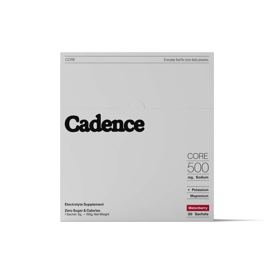 Front view of a box of Cadence Core 500 Sachets (8640899350690)