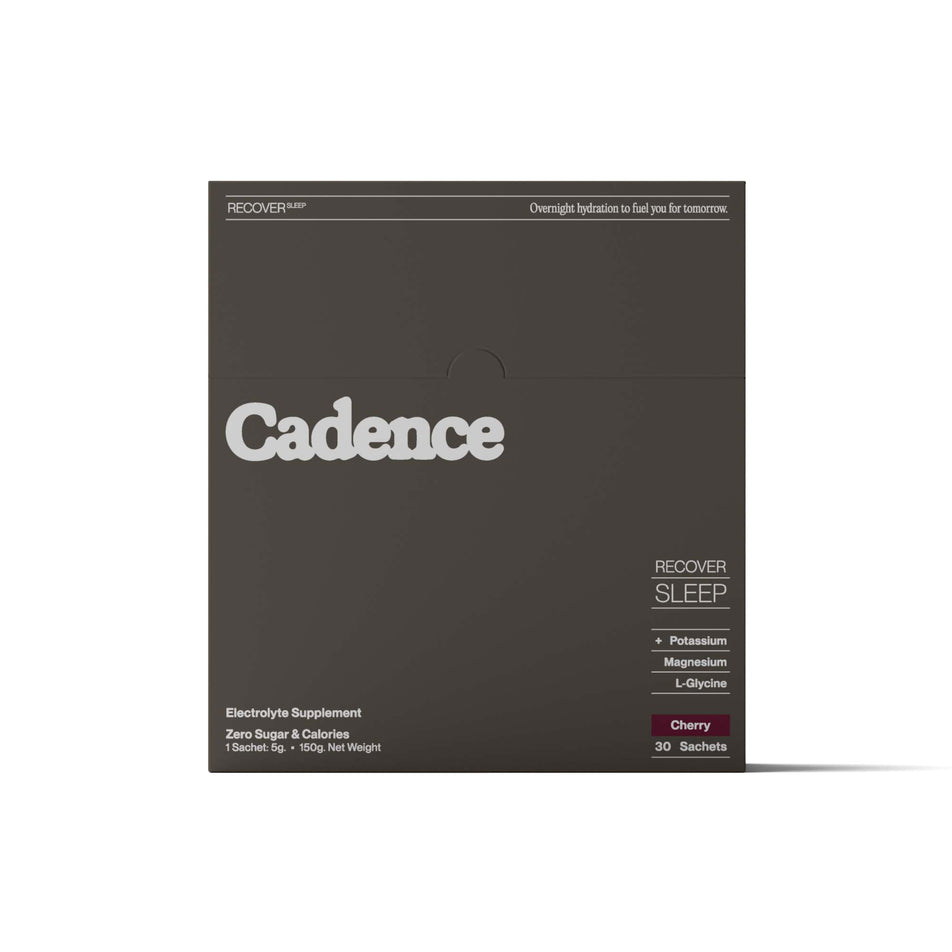 Front view of a box of Cadence Recover Sleep Sachets. (8640907444386)