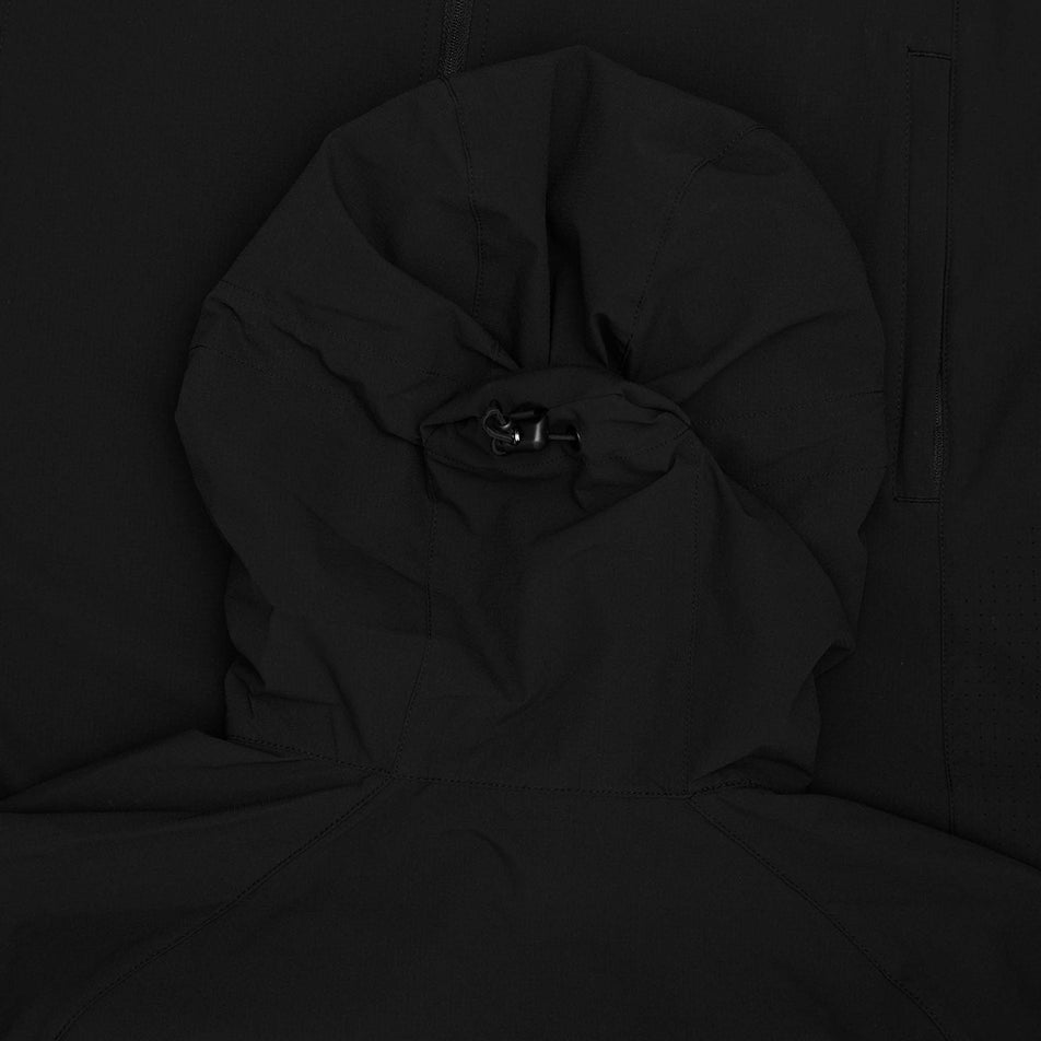The hood on the SAYSKY Men's Clean Pace Flex Hooded Jacket in the Black-26 colourway.