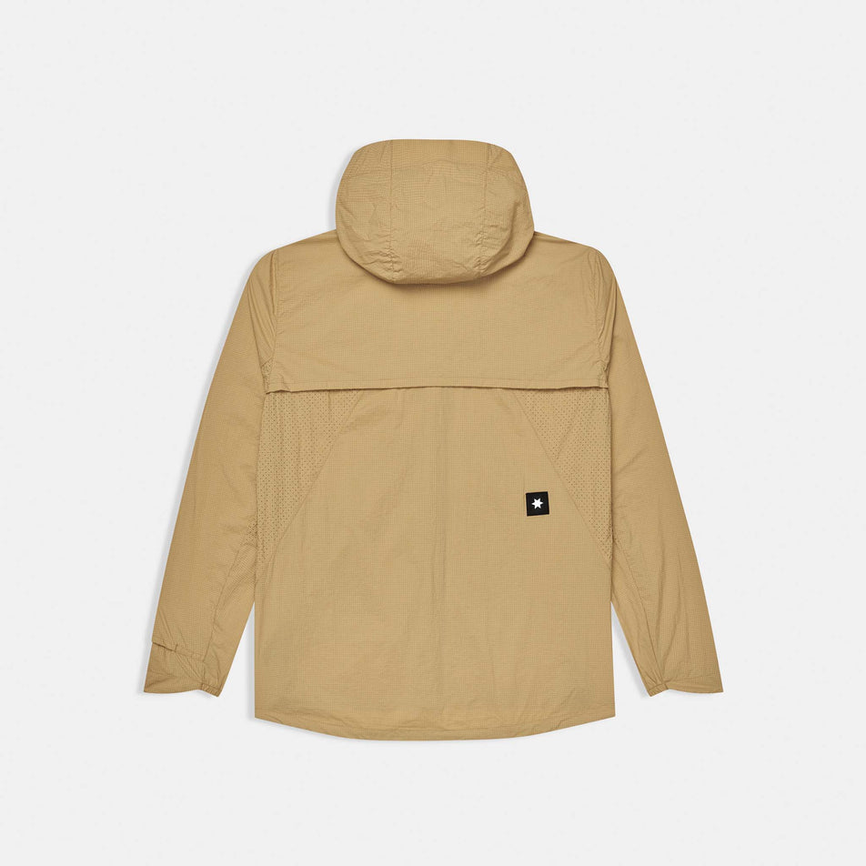 Back view of the SAYSKY Men's Pace Tech Jacket in the Beige colourway.