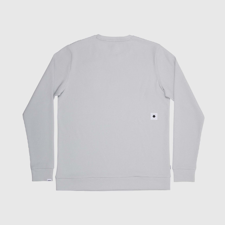 Back view of the SAYSKY Men's Motion Waffle Long Sleeve in the Grey colourway.