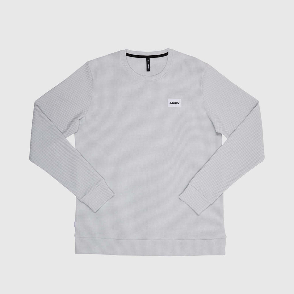 Front view of the SAYSKY Men's Motion Waffle Long Sleeve in the Grey colourway.