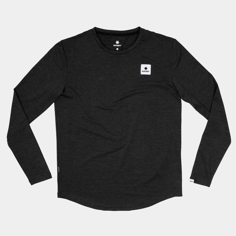 Front view of the SAYSKY Men's Clean Pace Long Sleeve in the Black-26 colourway.