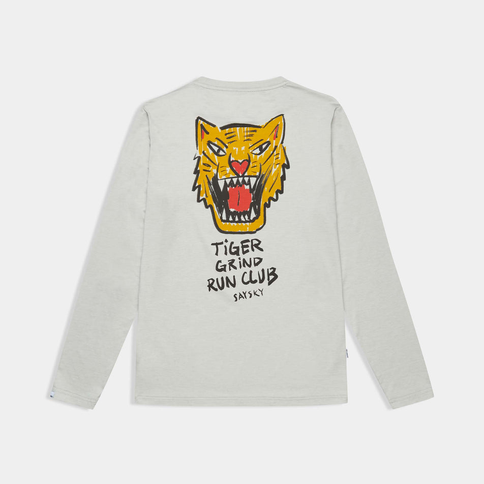 Back view of the SAYSKY Men's Tiger Pace Long Sleeve in the Grey colourway.
