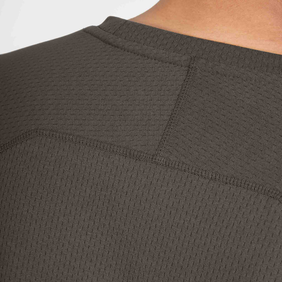 Close-up view of the back of the SAYSKY Men's Pace Tech Long Sleeve in the Brown colourway.