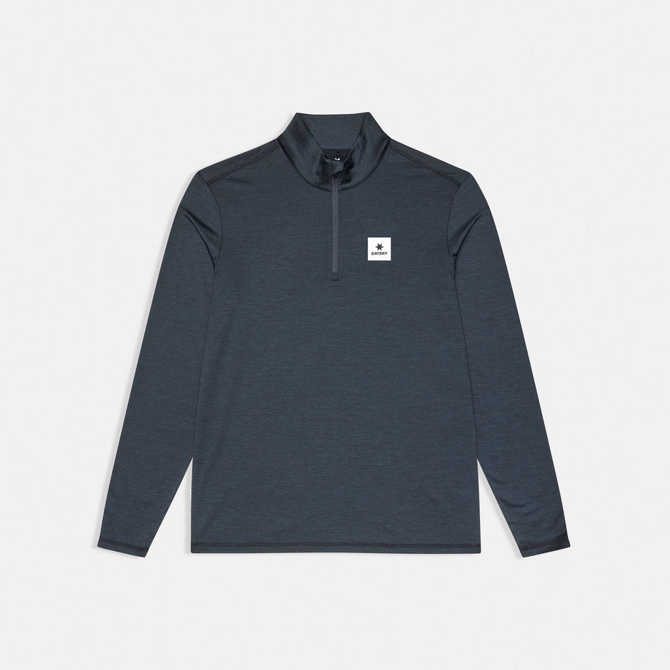 Front view of the SAYSKY Men's Pace Half Zip Long Sleeve in the Black colourway.