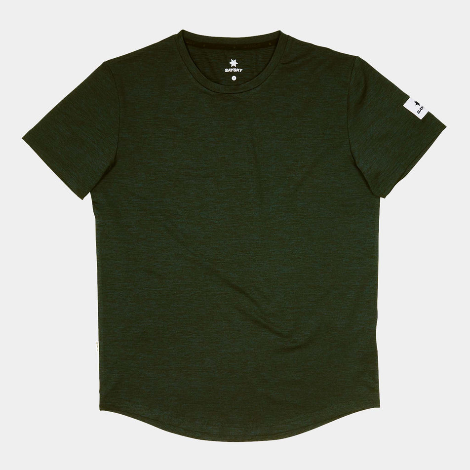 Front view of the SAYSKY Men's Clean Pace T-Shirt in the Green colourway.