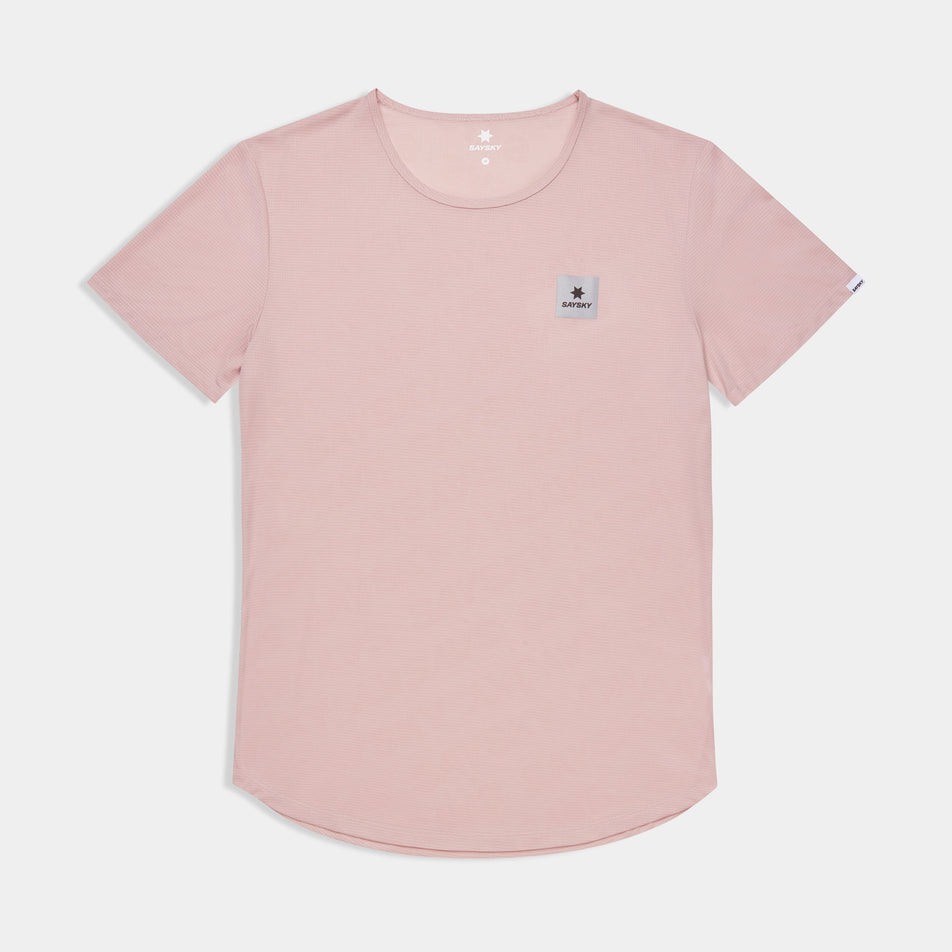 Front view of the SAYSKY Men's Reactive Flow T-Shirt in the Pink Logo colourway.