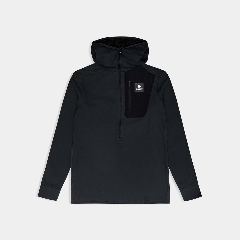 Front view of the SAYSKY Men's Combat Half Zip Fleece Hoodie in the Black colourway.