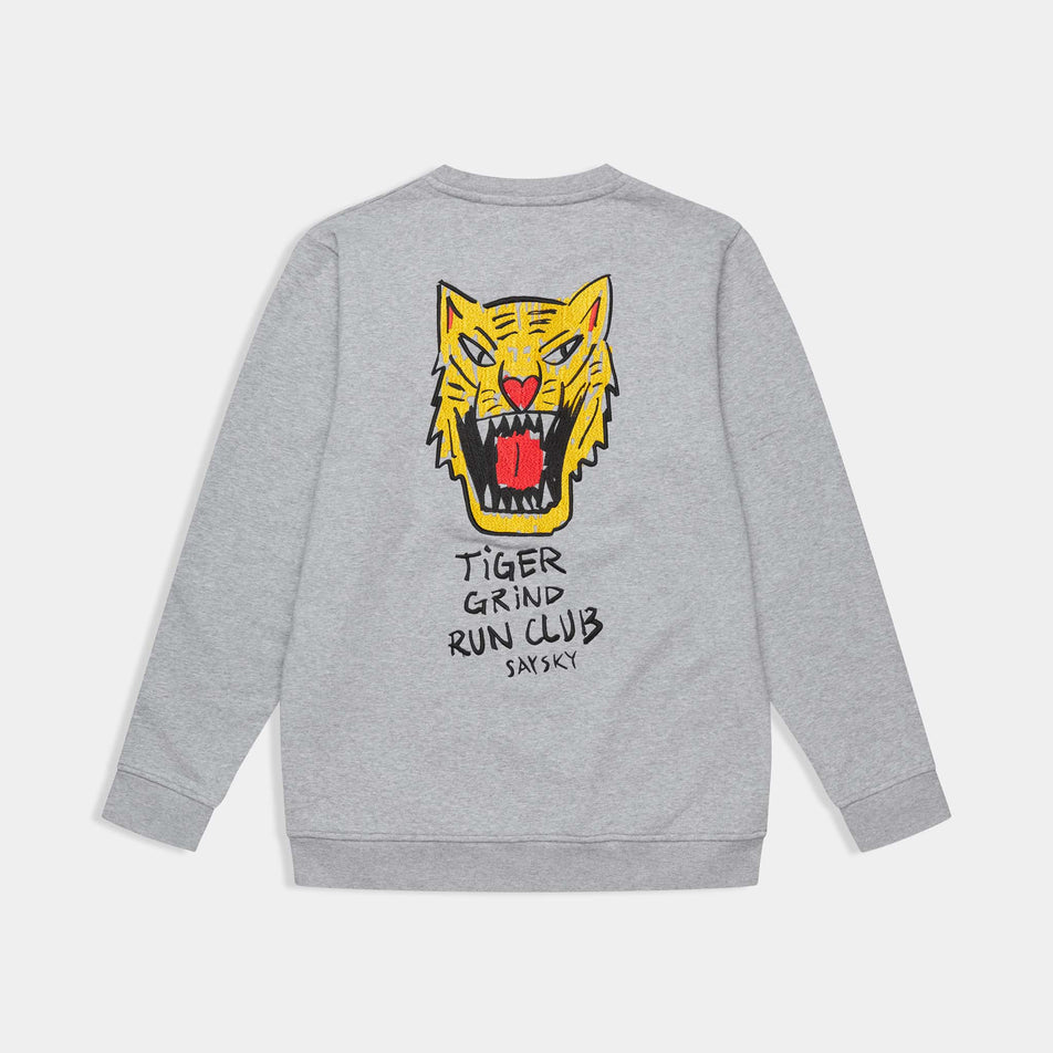 Back view of the SAYSKY Men's Tiger Crewneck in the Grey colourway.