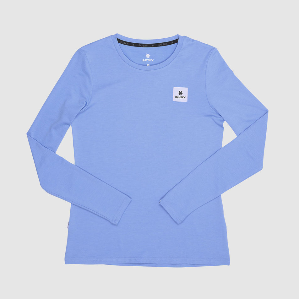 Front view of the SAYSKY Women's Clean Pace Long Sleeve in the Blue colourway.